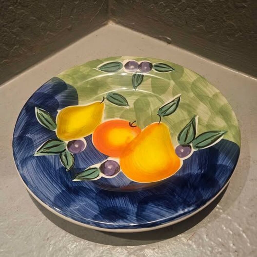 Tabletops Unlimited Casa Leina Hand Painted Fruit Plate